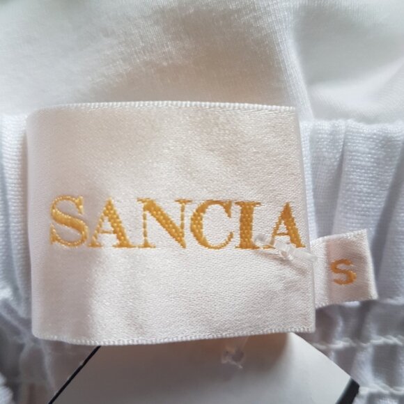 SANCIA 100% Europian Flax Linen V Neck Cropped White Top Sz S - Picture 4 of 9